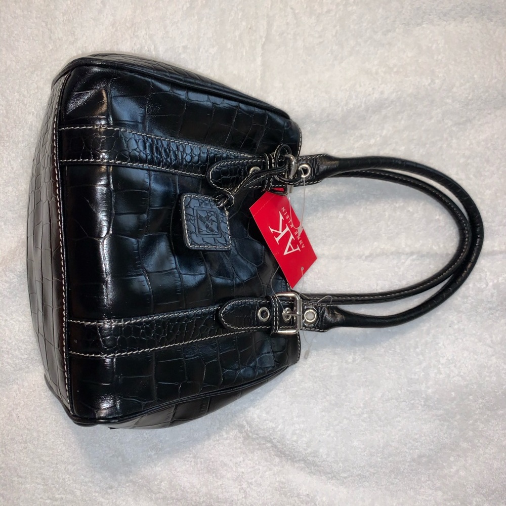 anne klein black leather purse